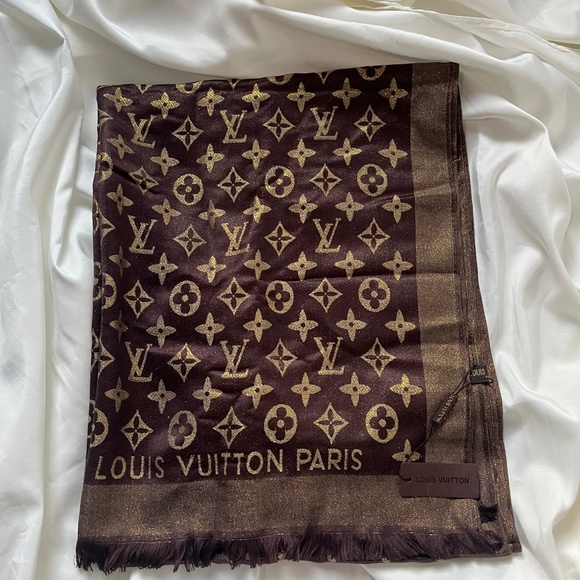 NWT Louis Vuitton gold and brown scarf - Picture 1 of 5